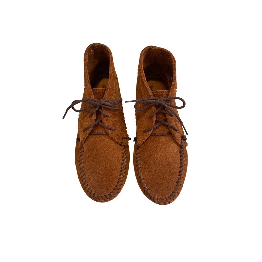Minnetonka Brown Suede Lace Up Ankle Moccasin Boots 272 Womens 9